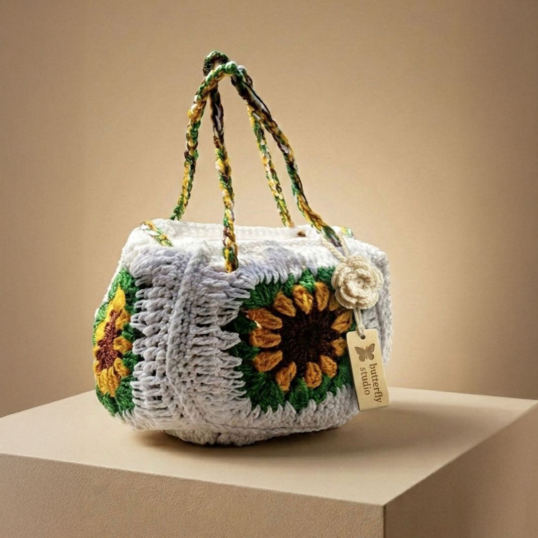 Handcrafted Crochet Sunflower Tote Bag – Butterfly Studio